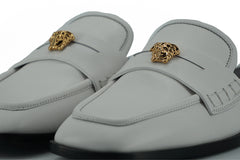 Versace Elegant White Leather Flat Slides -   -  Versace.