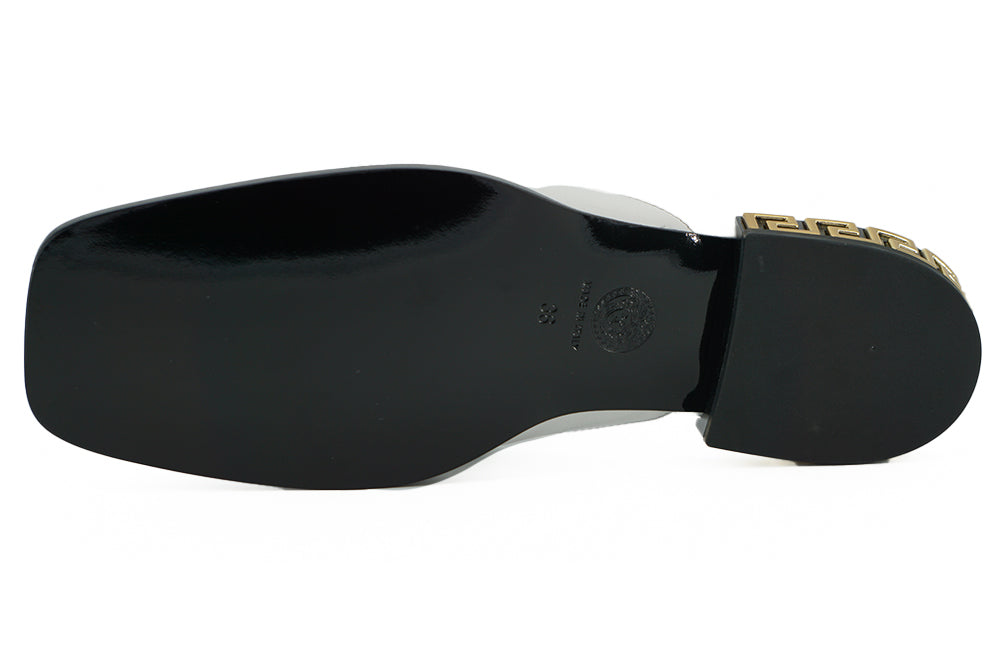 Versace Elegant White Leather Flat Slides -   -  Versace.