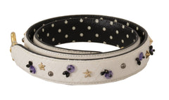 Dolce & Gabbana White Crystals Leather Bag Shoulder Strap -   -  Dolce & Gabbana.