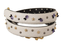 Dolce & Gabbana White Crystals Leather Bag Shoulder Strap -   -  Dolce & Gabbana.