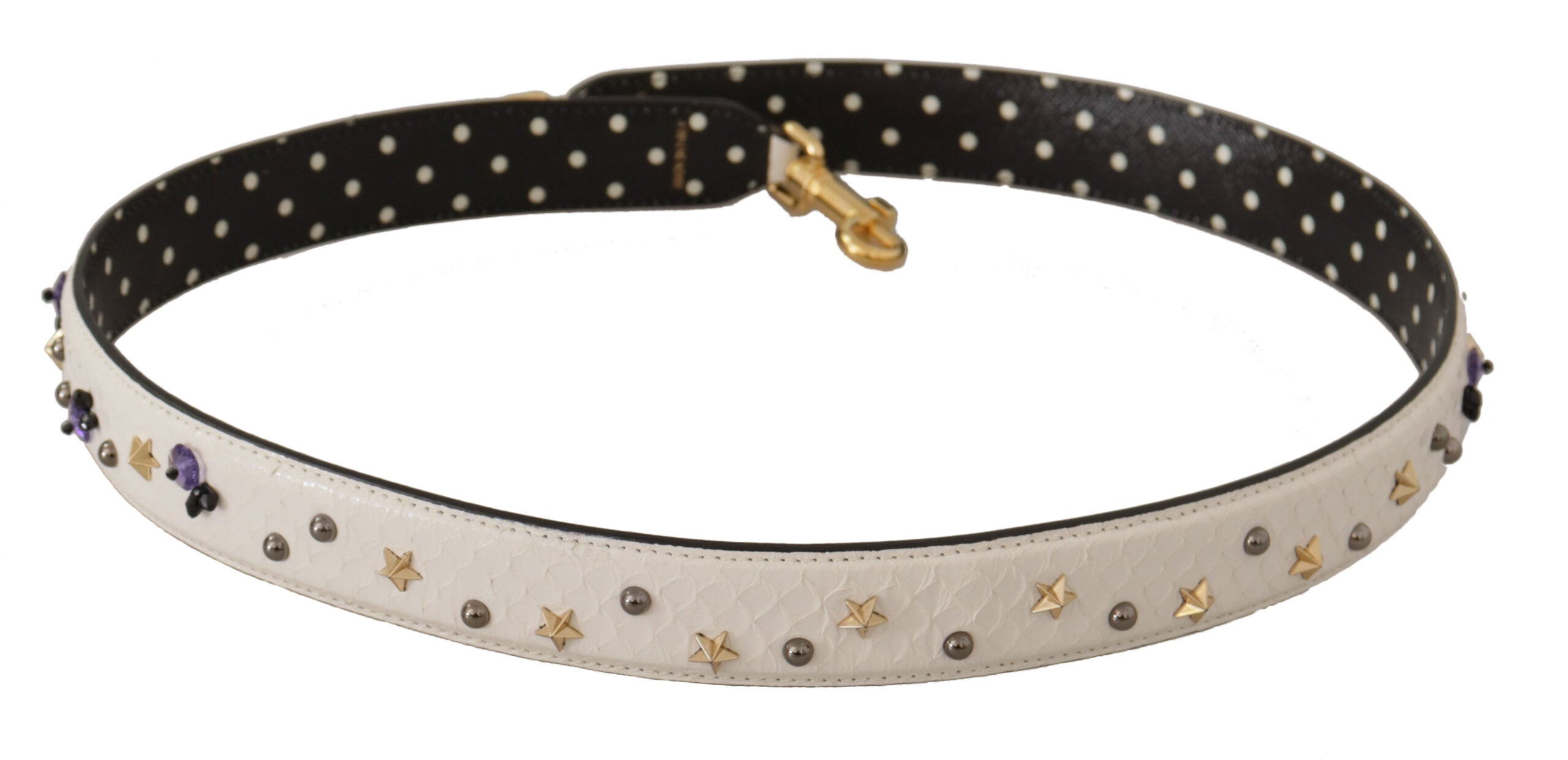 Dolce & Gabbana White Crystals Leather Bag Shoulder Strap -   -  Dolce & Gabbana.