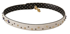 Dolce & Gabbana White Crystals Leather Bag Shoulder Strap -   -  Dolce & Gabbana.