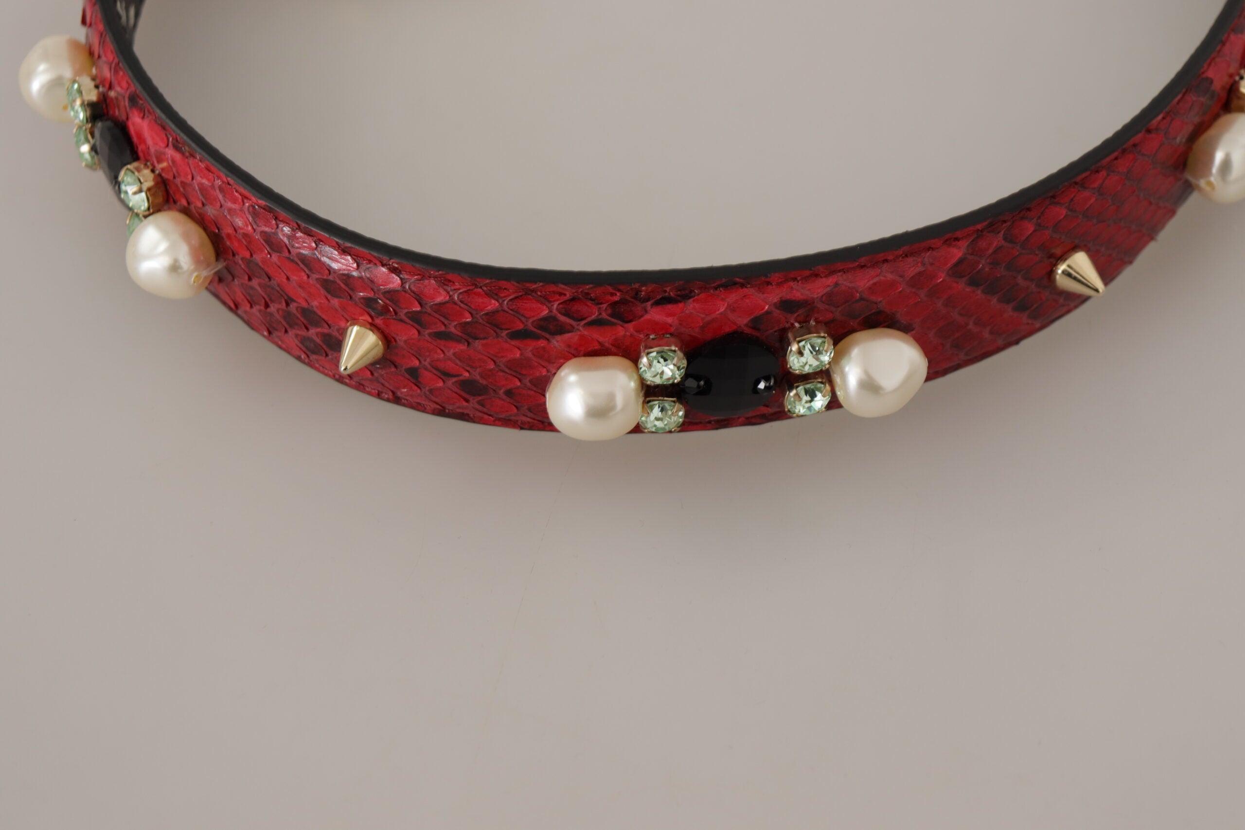 Dolce & Gabbana Red Exotic Leather Crystals Bag Shoulder Strap -   -  Dolce & Gabbana.