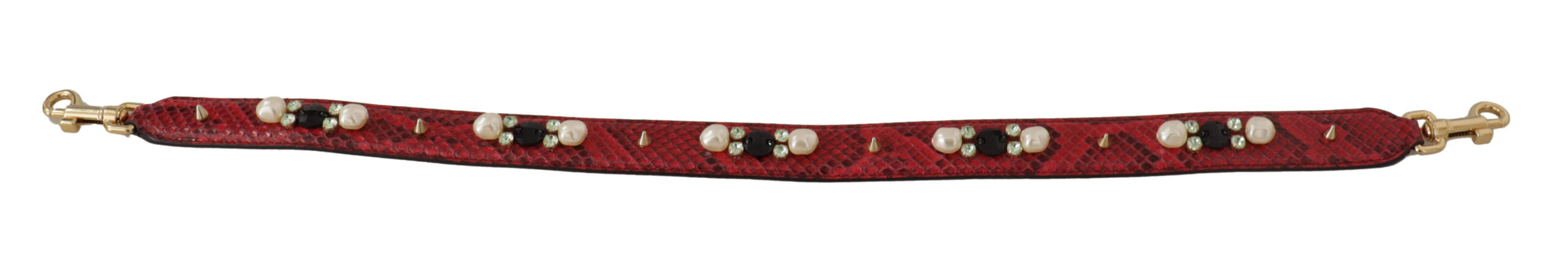 Dolce & Gabbana Red Exotic Leather Crystals Bag Shoulder Strap -   -  Dolce & Gabbana.