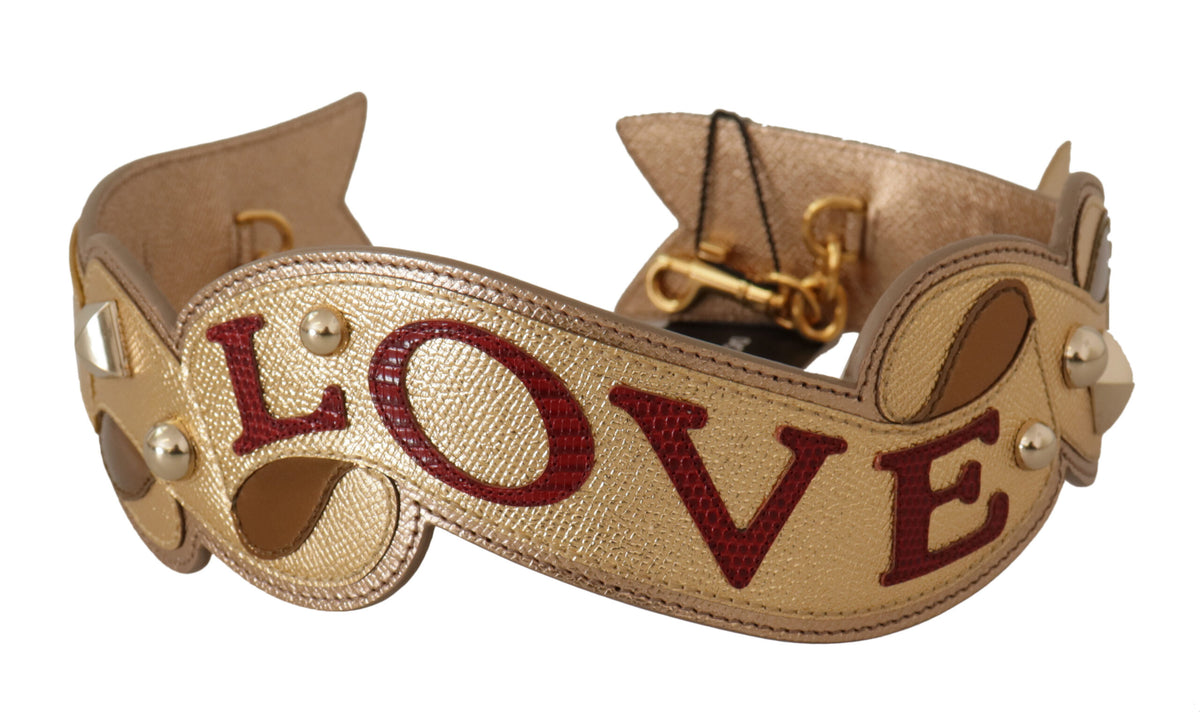 Dolce & Gabbana Gold Leather LOVE Patch Bag Shoulder Strap -   -  Dolce & Gabbana.