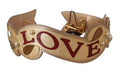 Dolce & Gabbana Gold Leather LOVE Patch Bag Shoulder Strap -   -  Dolce & Gabbana.
