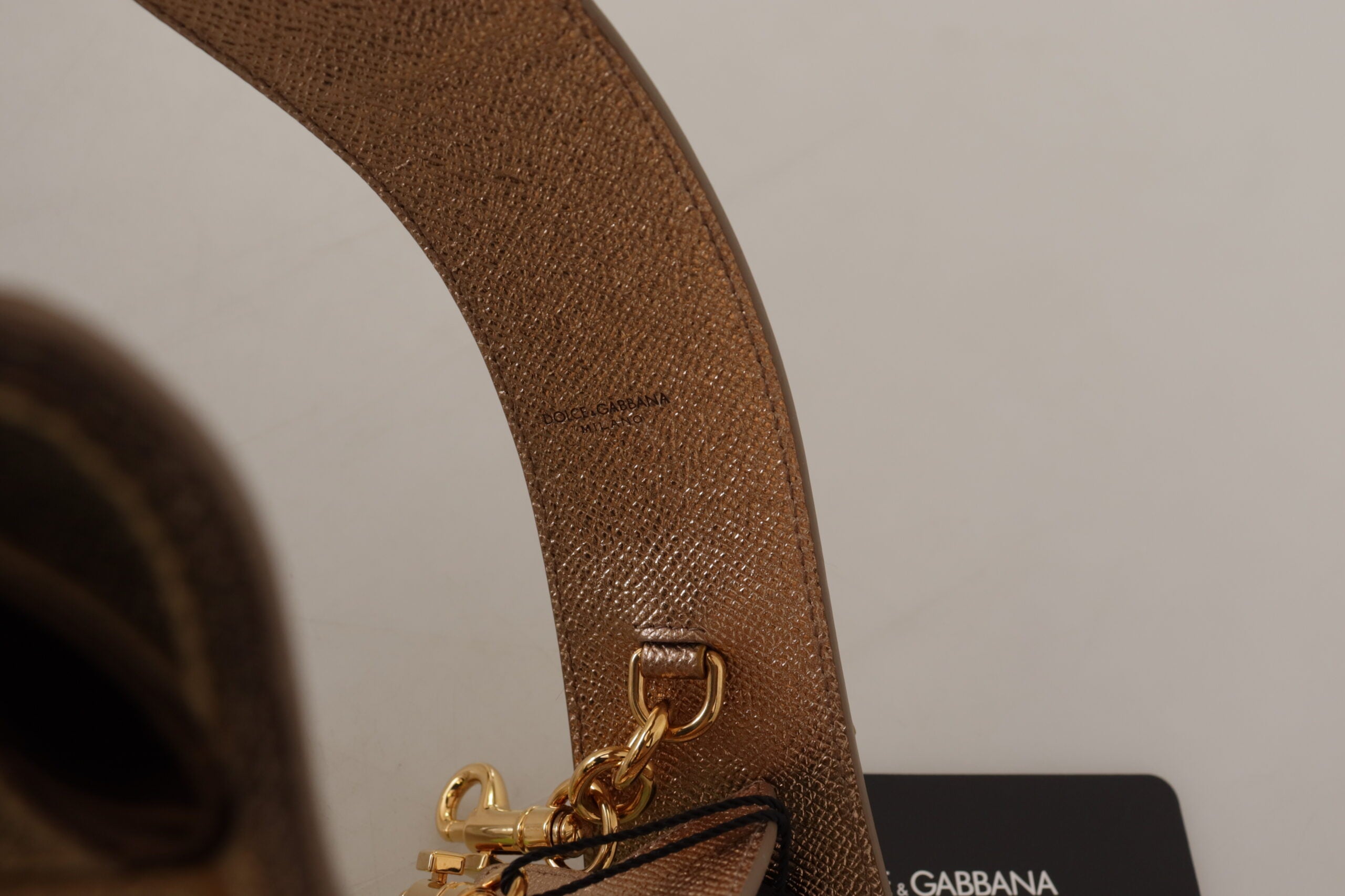 Dolce & Gabbana Gold Leather LOVE Patch Bag Shoulder Strap -   -  Dolce & Gabbana.