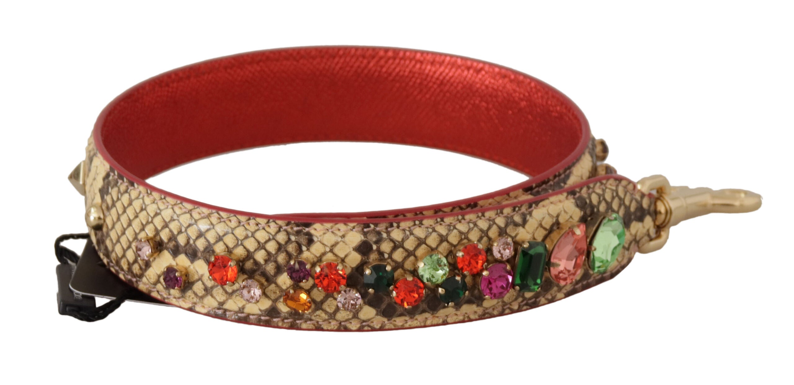 Dolce & Gabbana Beige Exotic Leather Crystals Shoulder Strap -   -  Dolce & Gabbana.
