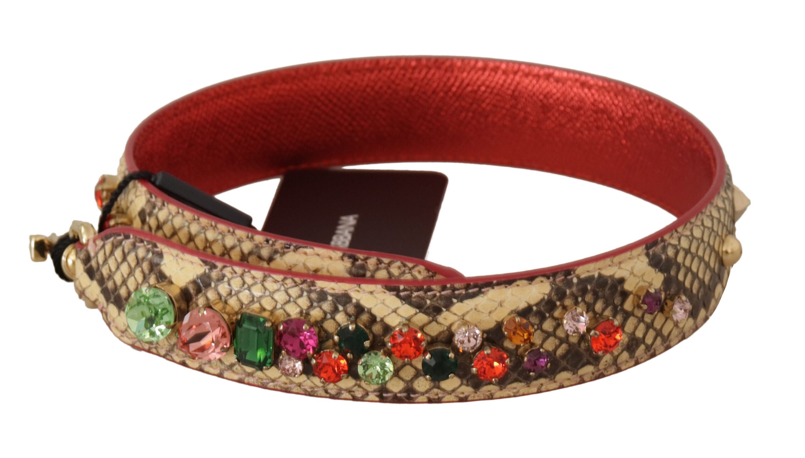 Dolce & Gabbana Beige Exotic Leather Crystals Shoulder Strap -   -  Dolce & Gabbana.