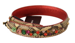 Dolce & Gabbana Beige Exotic Leather Crystals Shoulder Strap -   -  Dolce & Gabbana.