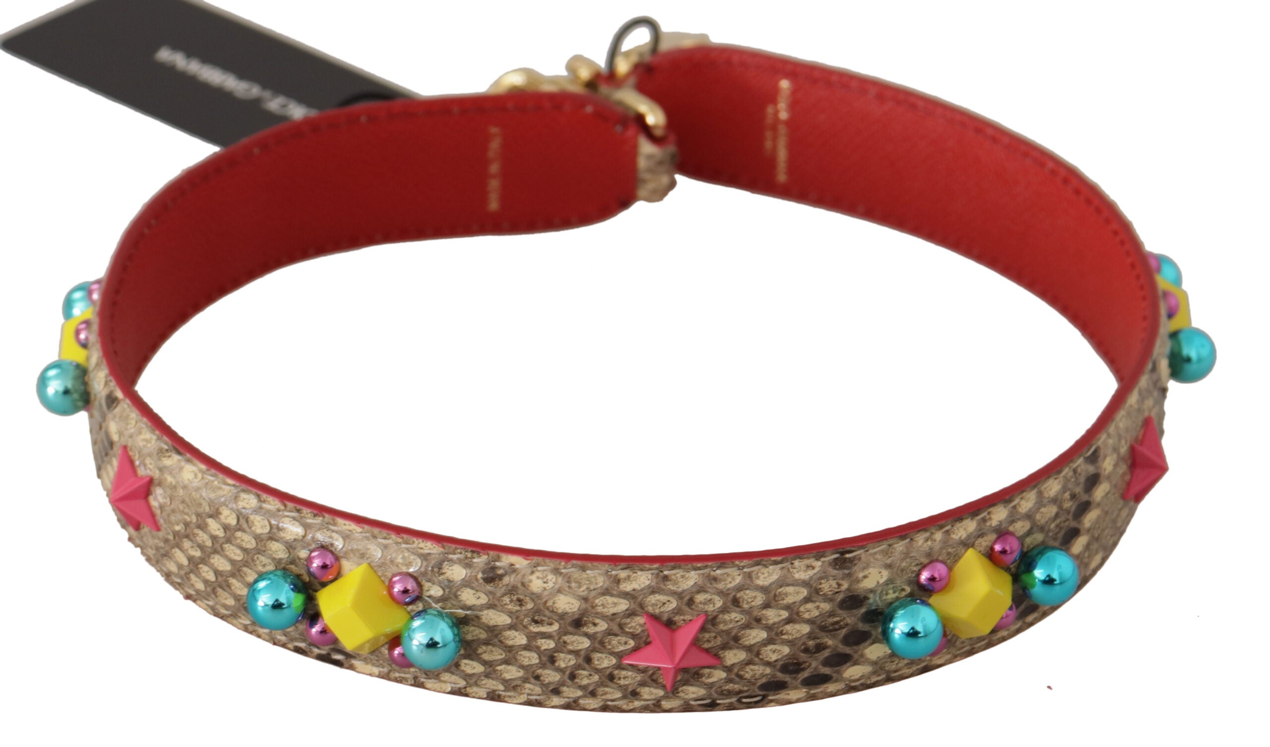Dolce & Gabbana Beige Python Leather Crystals Shoulder Strap -   -  Dolce & Gabbana.