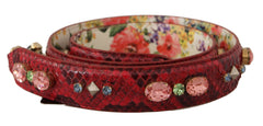 Dolce & Gabbana Red Exotic Leather Crystals Reversible Shoulder Strap -   -  Dolce & Gabbana.