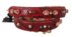 Dolce & Gabbana Red Exotic Leather Crystals Reversible Shoulder Strap -   -  Dolce & Gabbana.