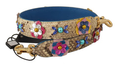 Dolce & Gabbana Beige Python Leather Floral Studded Shoulder Strap -   -  Dolce & Gabbana.