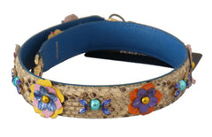 Dolce & Gabbana Beige Python Leather Floral Studded Shoulder Strap -   -  Dolce & Gabbana.