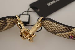 Dolce & Gabbana Beige Exotic Leather Crystals Reversible Shoulder Strap -   -  Dolce & Gabbana.