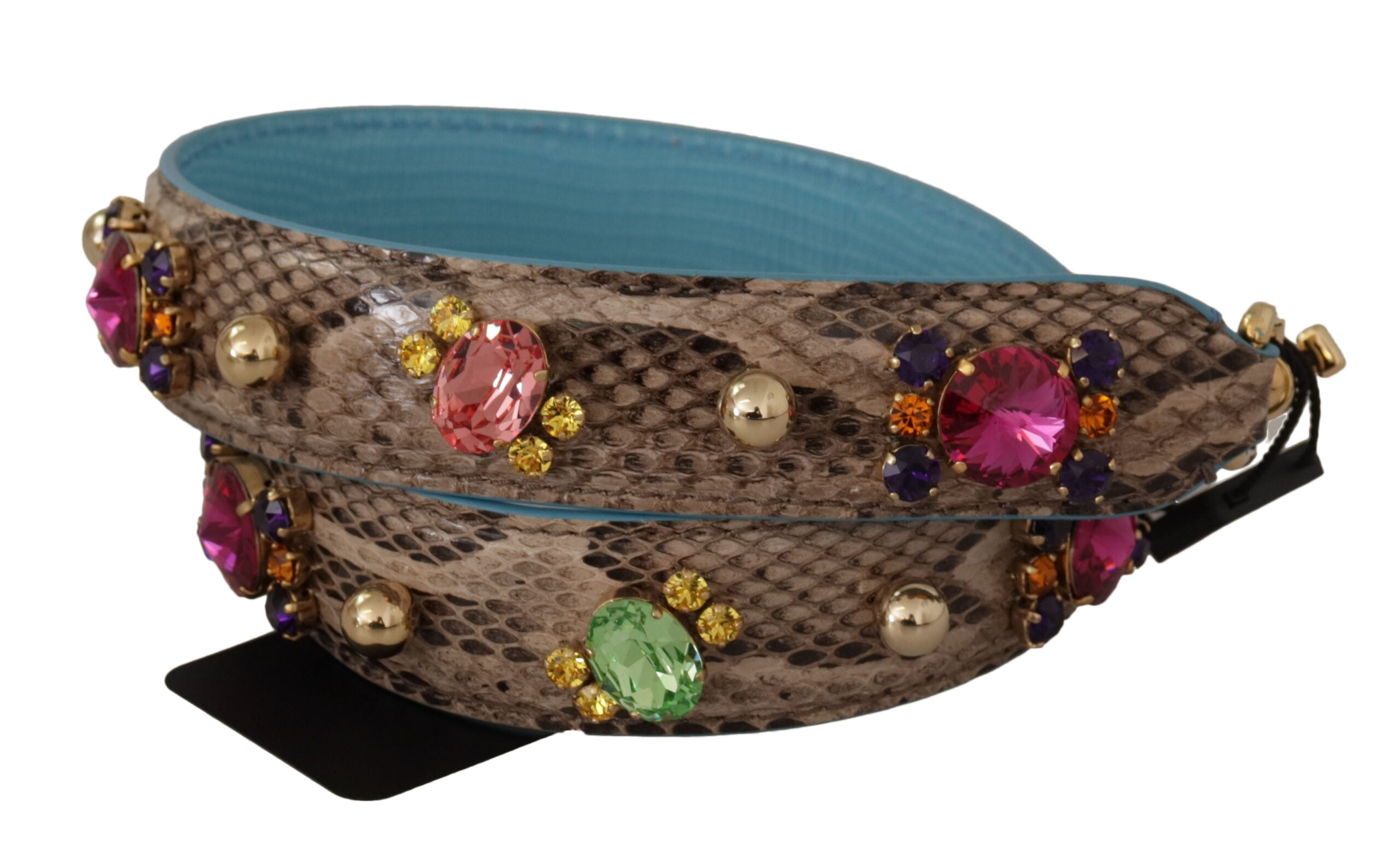 Dolce & Gabbana Brown Exotic Leather Crystals Shoulder Strap -   -  Dolce & Gabbana.