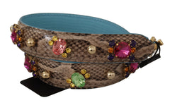 Dolce & Gabbana Brown Exotic Leather Crystals Shoulder Strap -   -  Dolce & Gabbana.