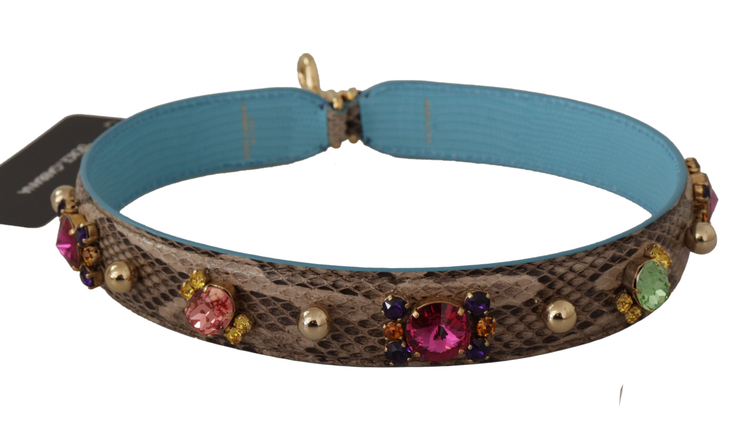 Dolce & Gabbana Brown Exotic Leather Crystals Shoulder Strap -   -  Dolce & Gabbana.