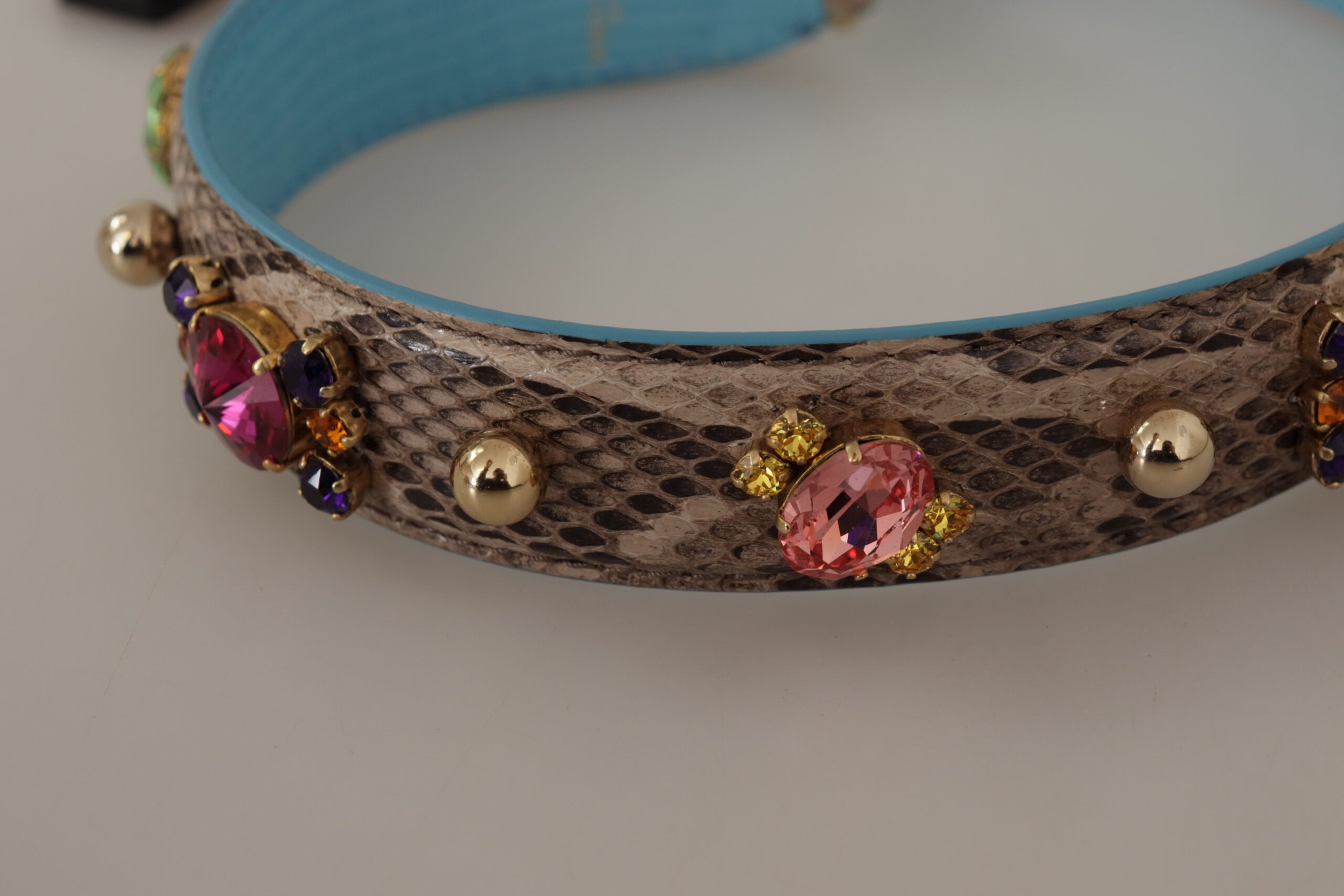 Dolce & Gabbana Brown Exotic Leather Crystals Shoulder Strap -   -  Dolce & Gabbana.