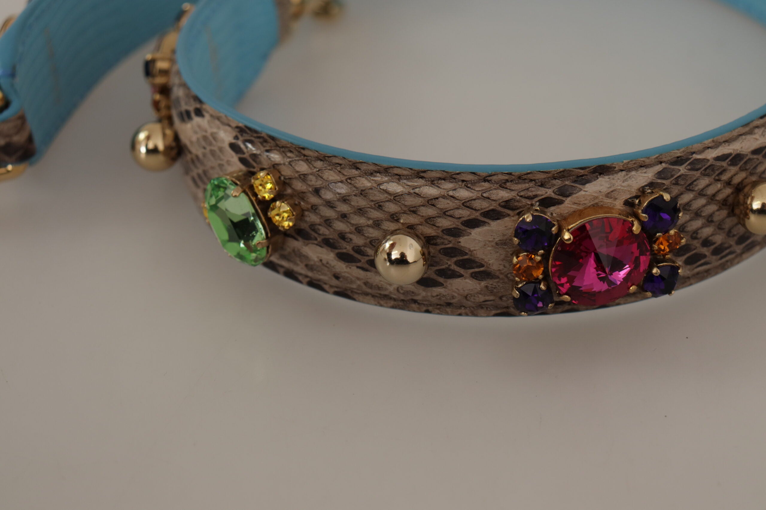 Dolce & Gabbana Brown Exotic Leather Crystals Shoulder Strap -   -  Dolce & Gabbana.