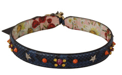 Dolce & Gabbana Blue Exotic Leather Crystals Reversible Shoulder Strap -   -  Dolce & Gabbana.