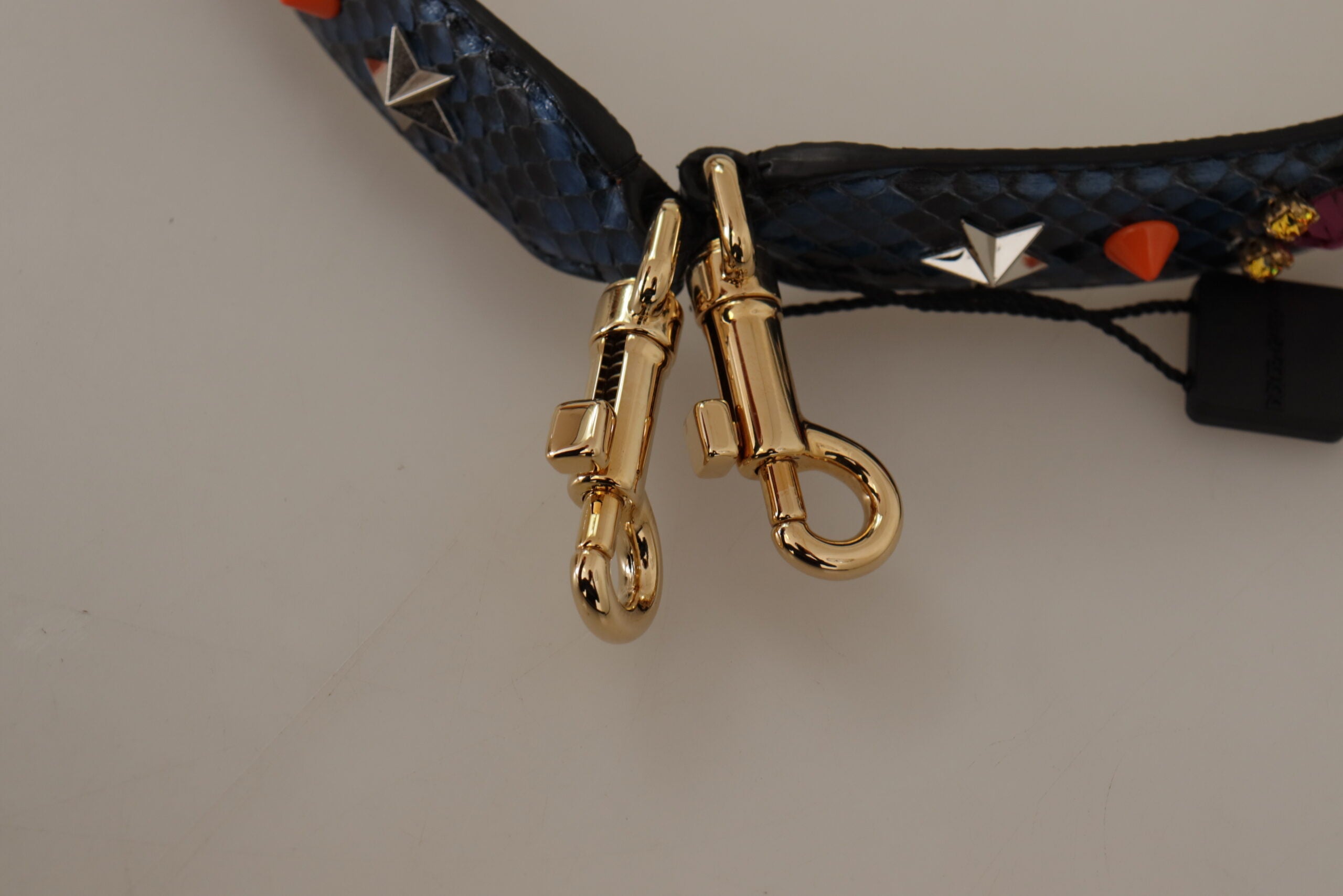 Dolce & Gabbana Blue Exotic Leather Crystals Reversible Shoulder Strap -   -  Dolce & Gabbana.