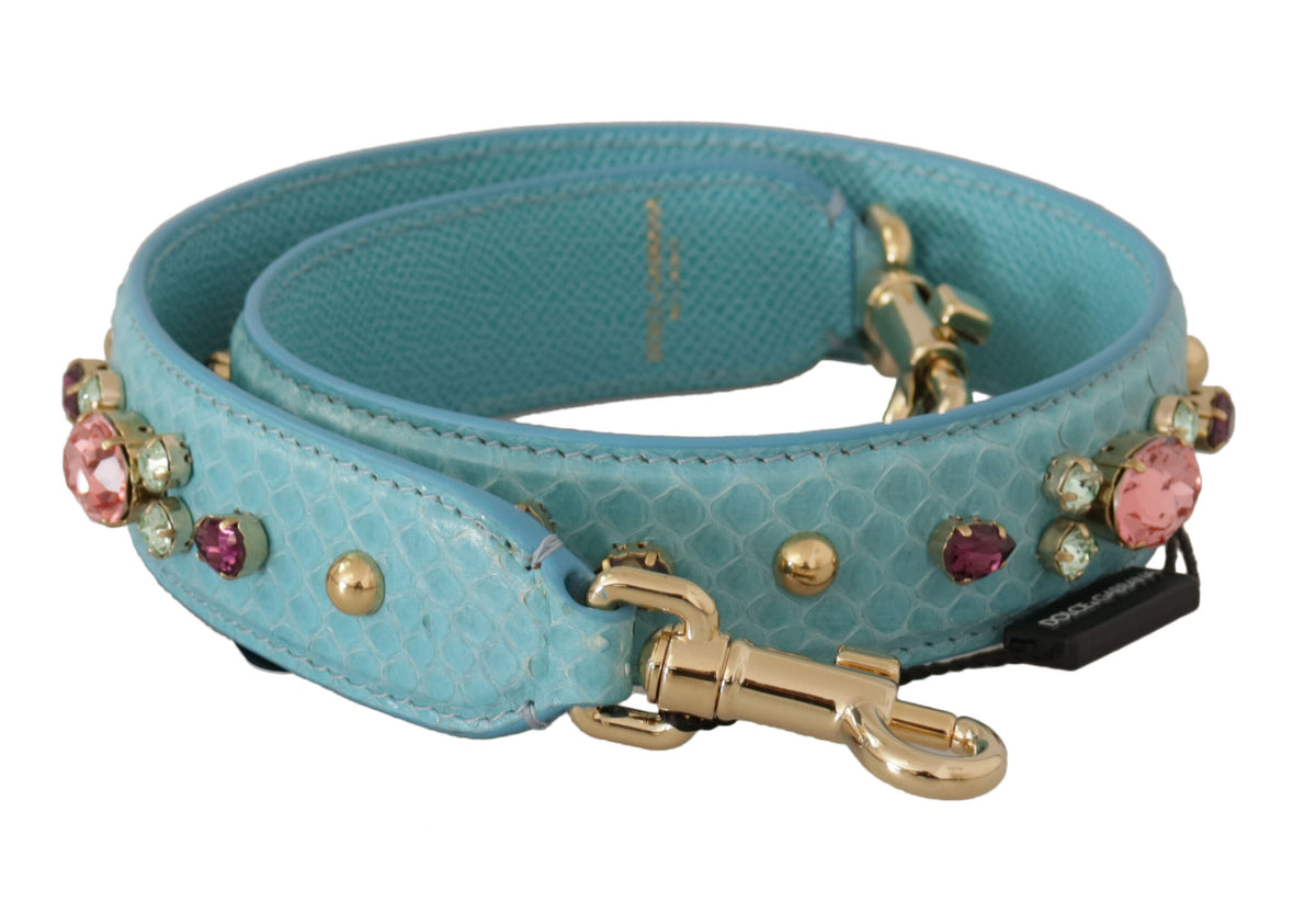 Dolce & Gabbana Blue Crystals Leather Bag Shoulder Strap -   -  Dolce & Gabbana.