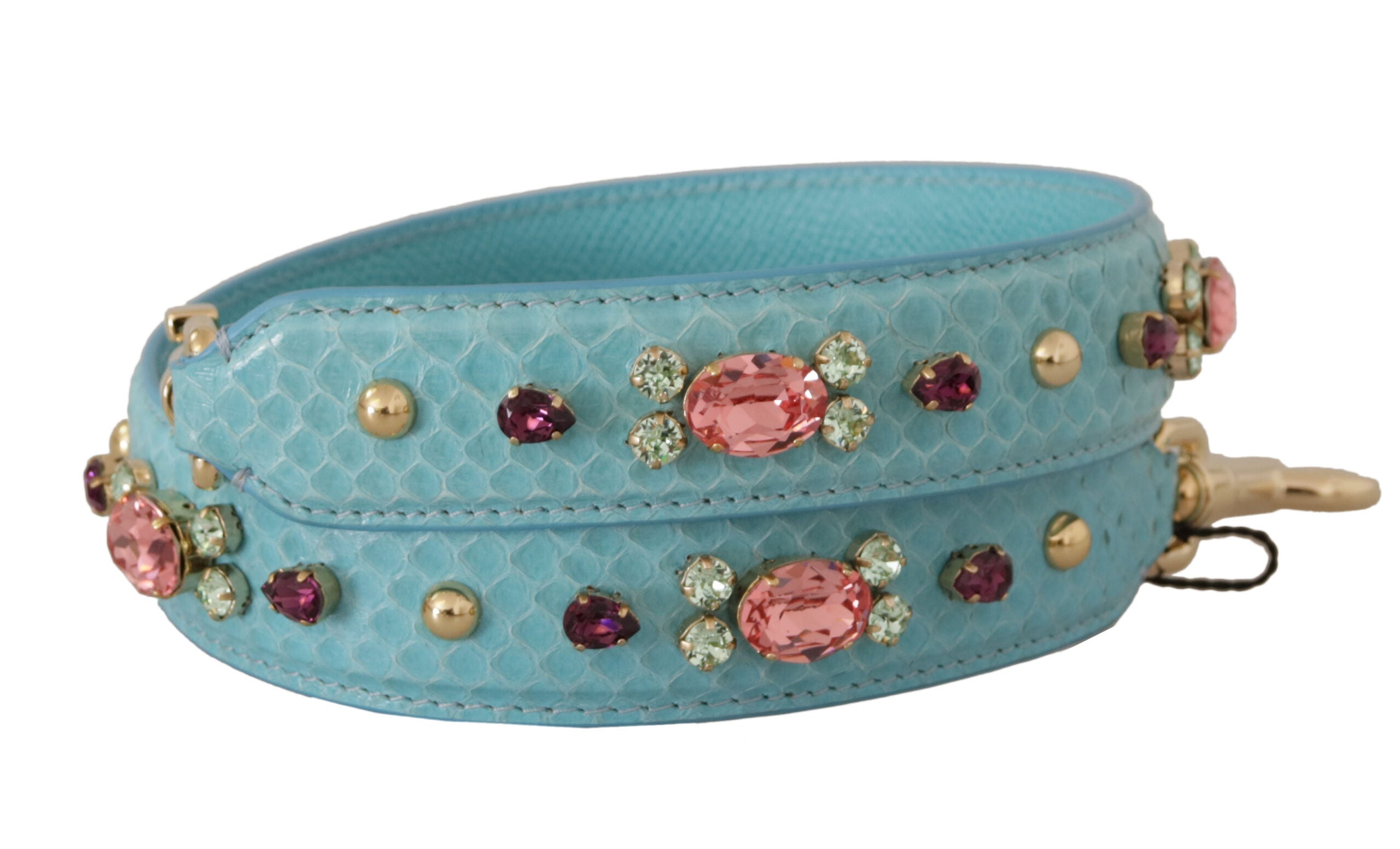Dolce & Gabbana Blue Crystals Leather Bag Shoulder Strap -   -  Dolce & Gabbana.
