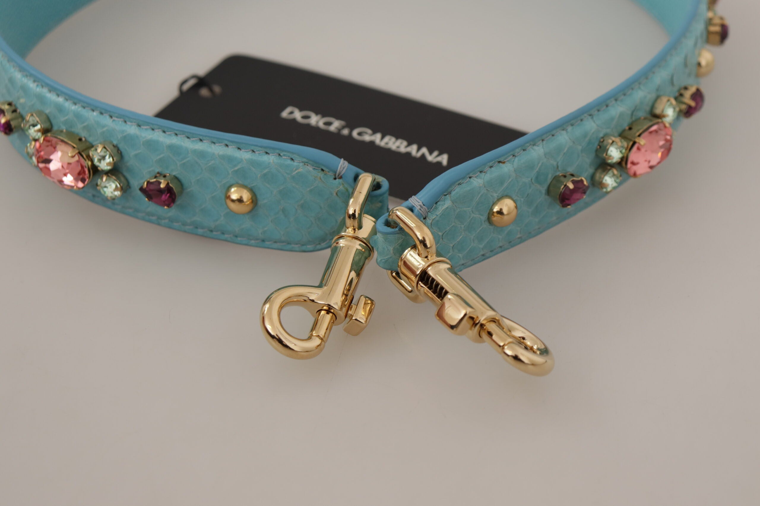 Dolce & Gabbana Blue Crystals Leather Bag Shoulder Strap -   -  Dolce & Gabbana.