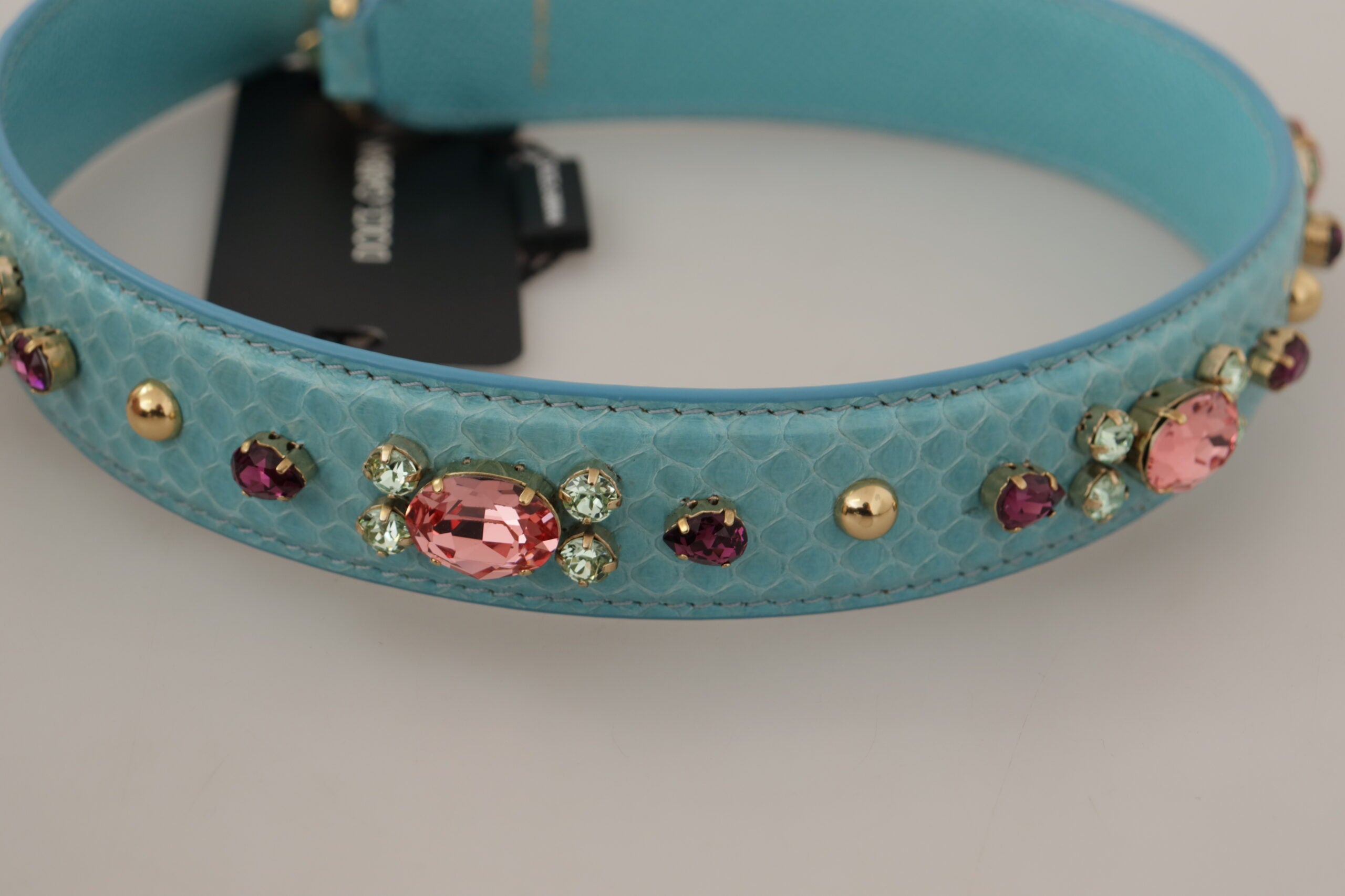 Dolce & Gabbana Blue Crystals Leather Bag Shoulder Strap -   -  Dolce & Gabbana.
