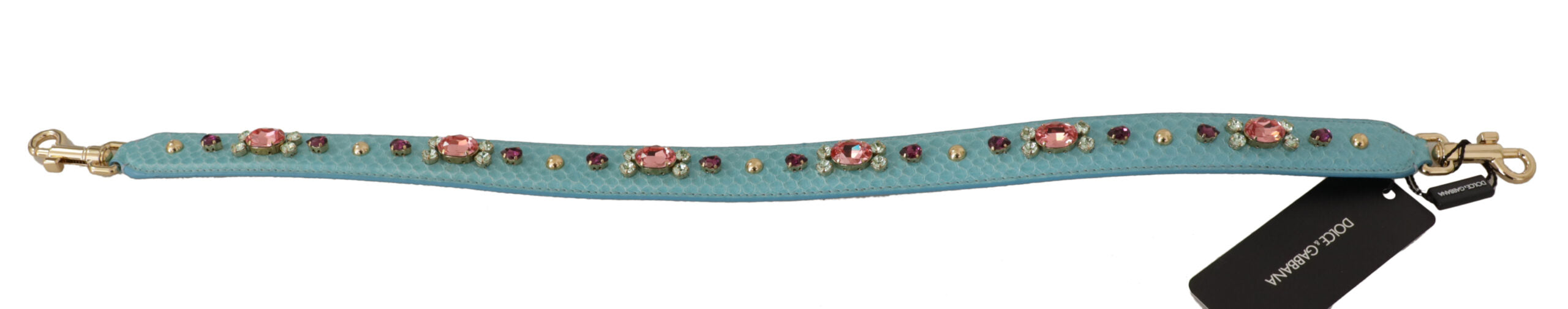 Dolce & Gabbana Blue Crystals Leather Bag Shoulder Strap -   -  Dolce & Gabbana.