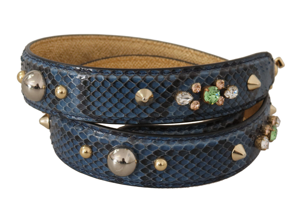 Dolce & Gabbana Blue Exotic Leather Crystals Shoulder Strap -   -  Dolce & Gabbana.