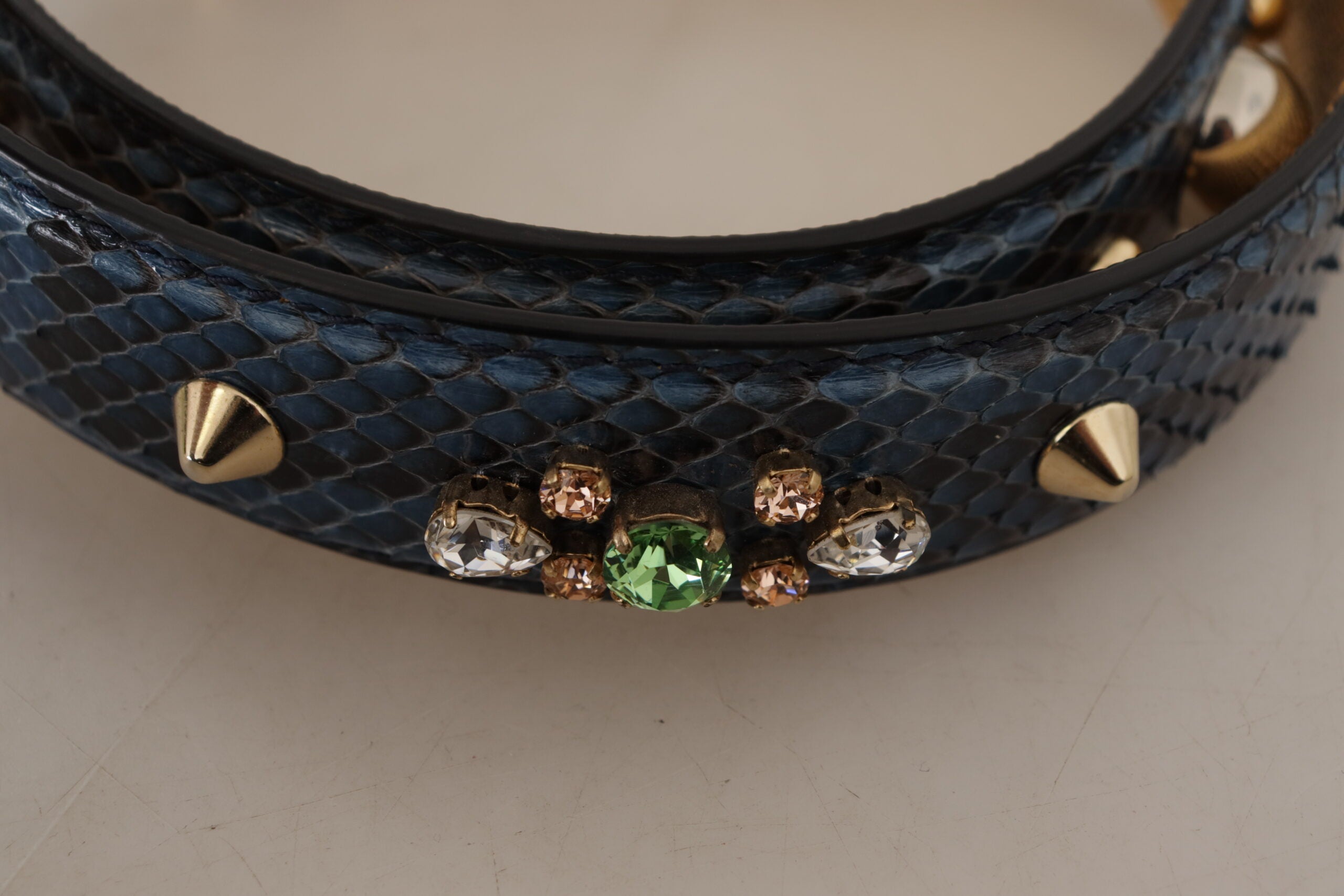 Dolce & Gabbana Blue Exotic Leather Crystals Shoulder Strap -   -  Dolce & Gabbana.