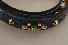 Dolce & Gabbana Blue Exotic Leather Crystals Shoulder Strap -   -  Dolce & Gabbana.