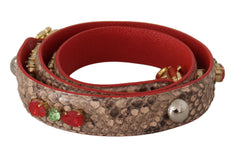 Dolce & Gabbana Brown Python Leather Crystals Shoulder Strap -   -  Dolce & Gabbana.