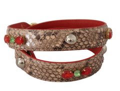 Dolce & Gabbana Brown Python Leather Crystals Shoulder Strap -   -  Dolce & Gabbana.