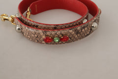 Dolce & Gabbana Brown Python Leather Crystals Shoulder Strap -   -  Dolce & Gabbana.