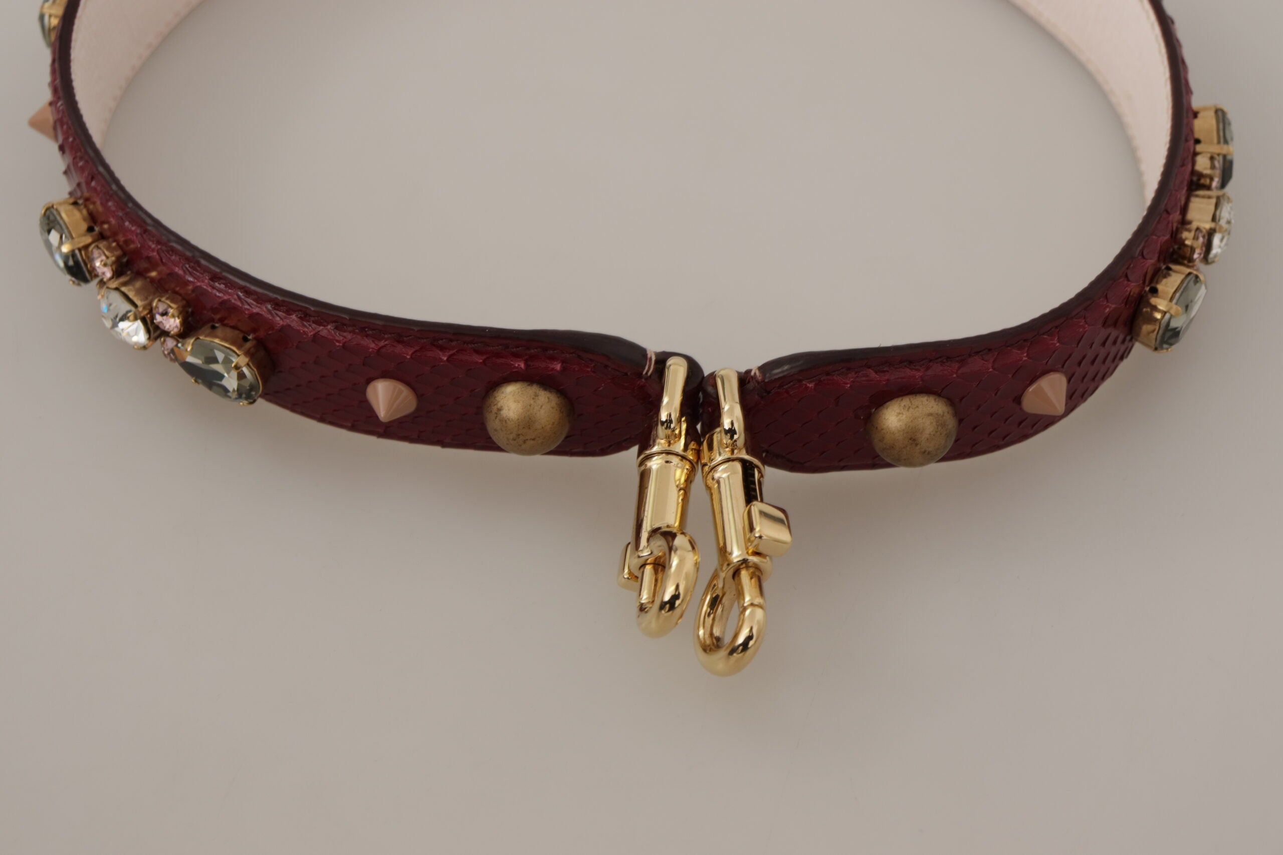 Dolce & Gabbana Bordeaux Leather Crystals Bag Shoulder Strap -   -  Dolce & Gabbana.