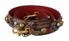 Dolce & Gabbana Brown Python Leather Studded Shoulder Strap -   -  Dolce & Gabbana.