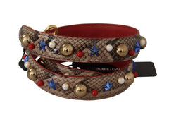 Dolce & Gabbana Brown Python Leather Studded Shoulder Strap -   -  Dolce & Gabbana.
