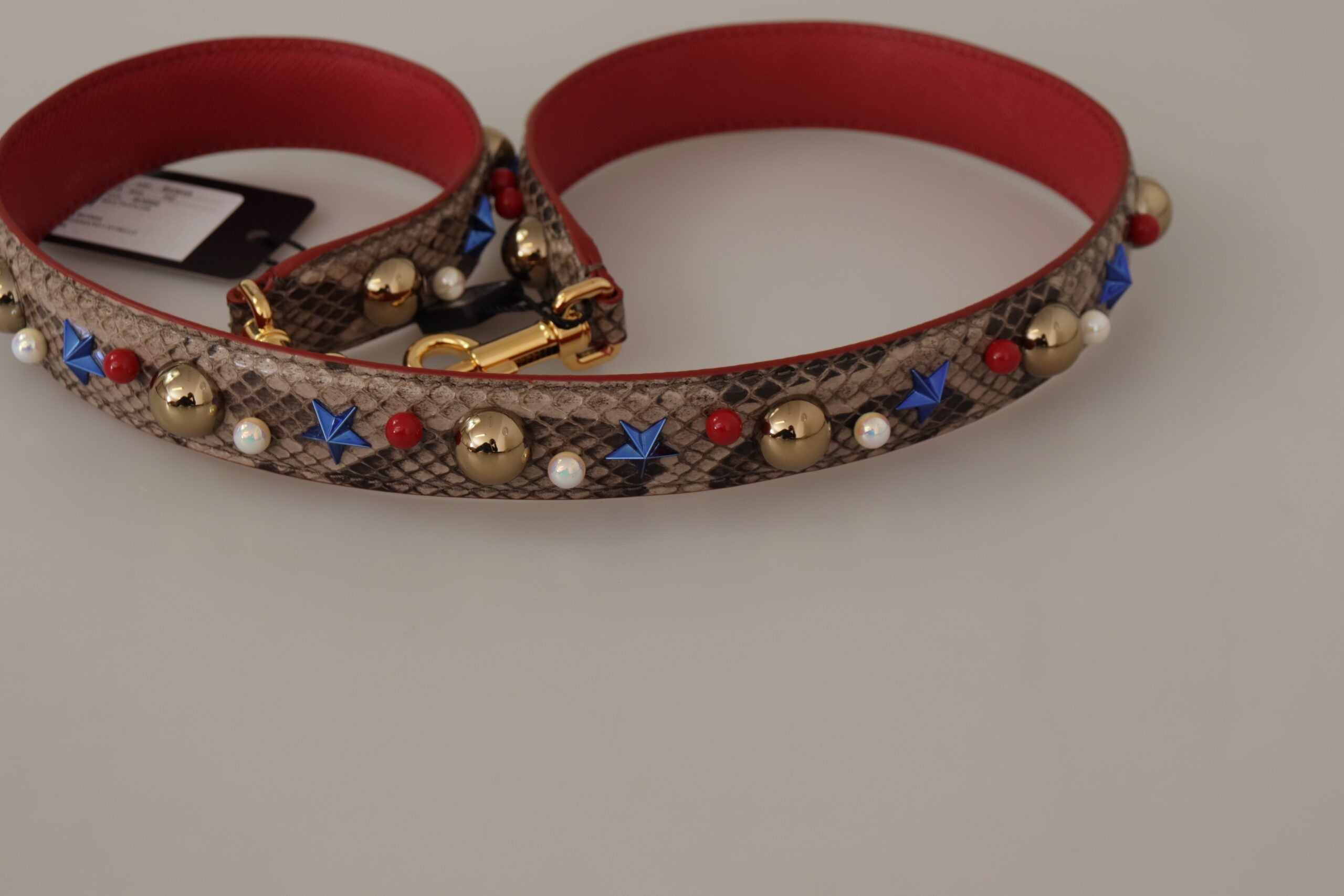 Dolce & Gabbana Brown Python Leather Studded Shoulder Strap -   -  Dolce & Gabbana.