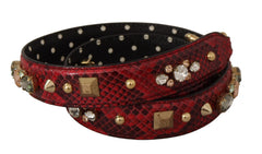 Dolce & Gabbana Red Python Leather Crystals Reversible Shoulder Strap -   -  Dolce & Gabbana.