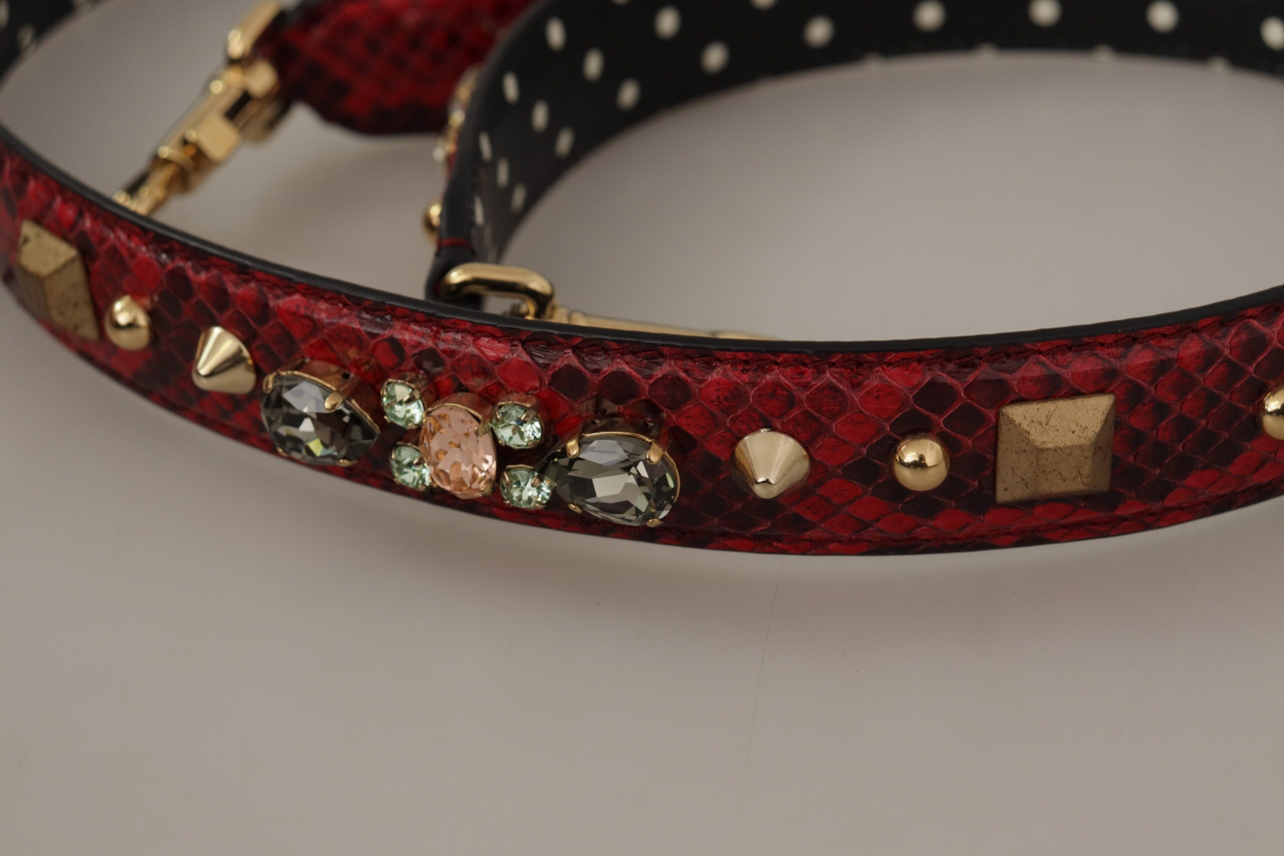 Dolce & Gabbana Red Python Leather Crystals Reversible Shoulder Strap -   -  Dolce & Gabbana.