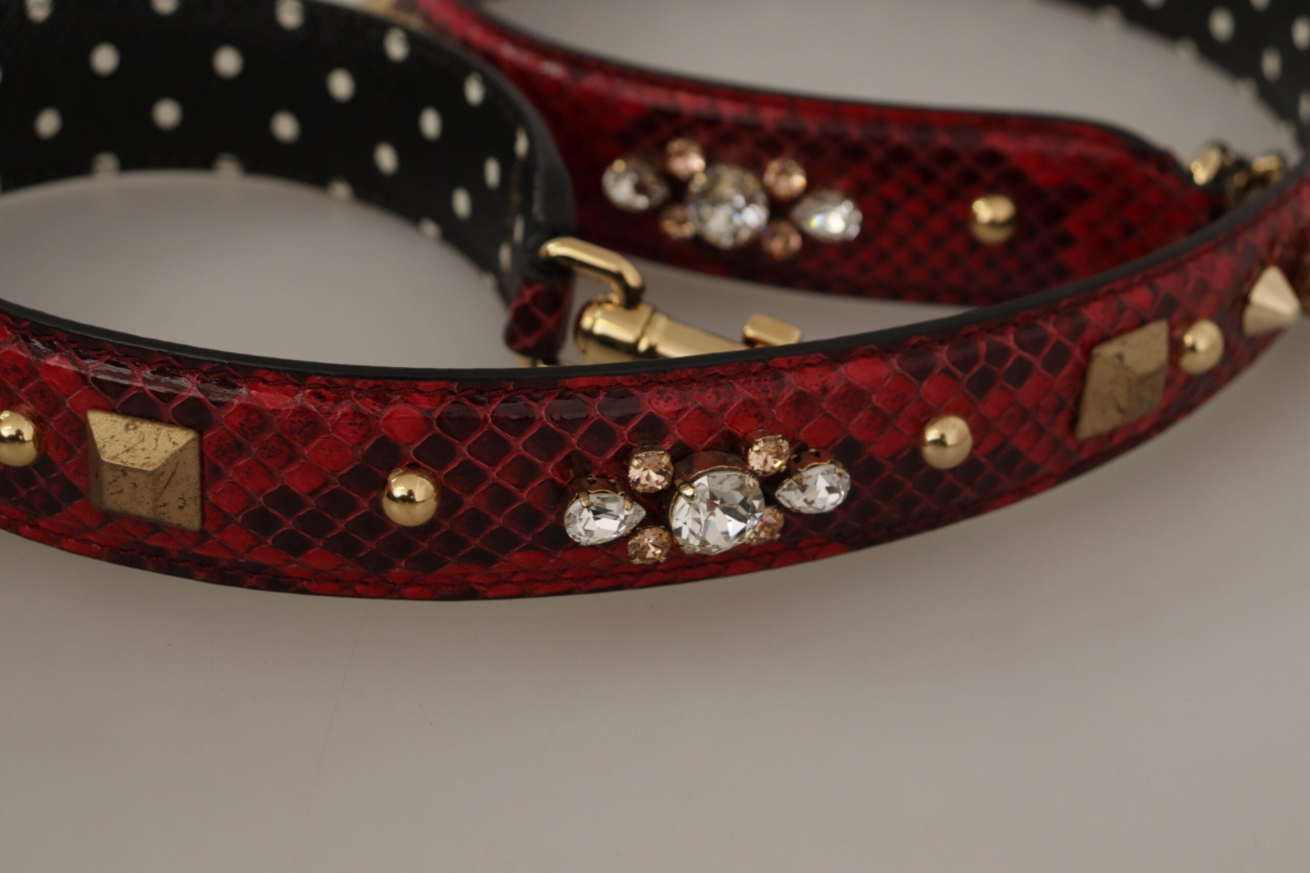 Dolce & Gabbana Red Python Leather Crystals Reversible Shoulder Strap -   -  Dolce & Gabbana.