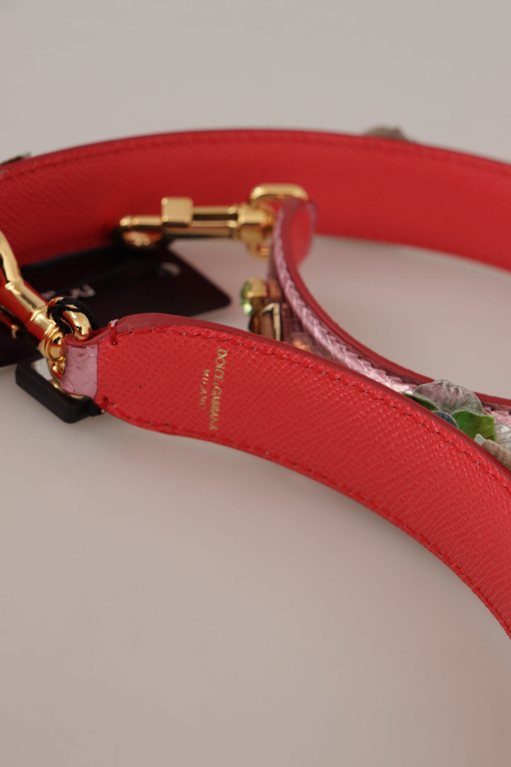Dolce & Gabbana Metallic Pink Leather Studded Shoulder Strap -   -  Dolce & Gabbana.