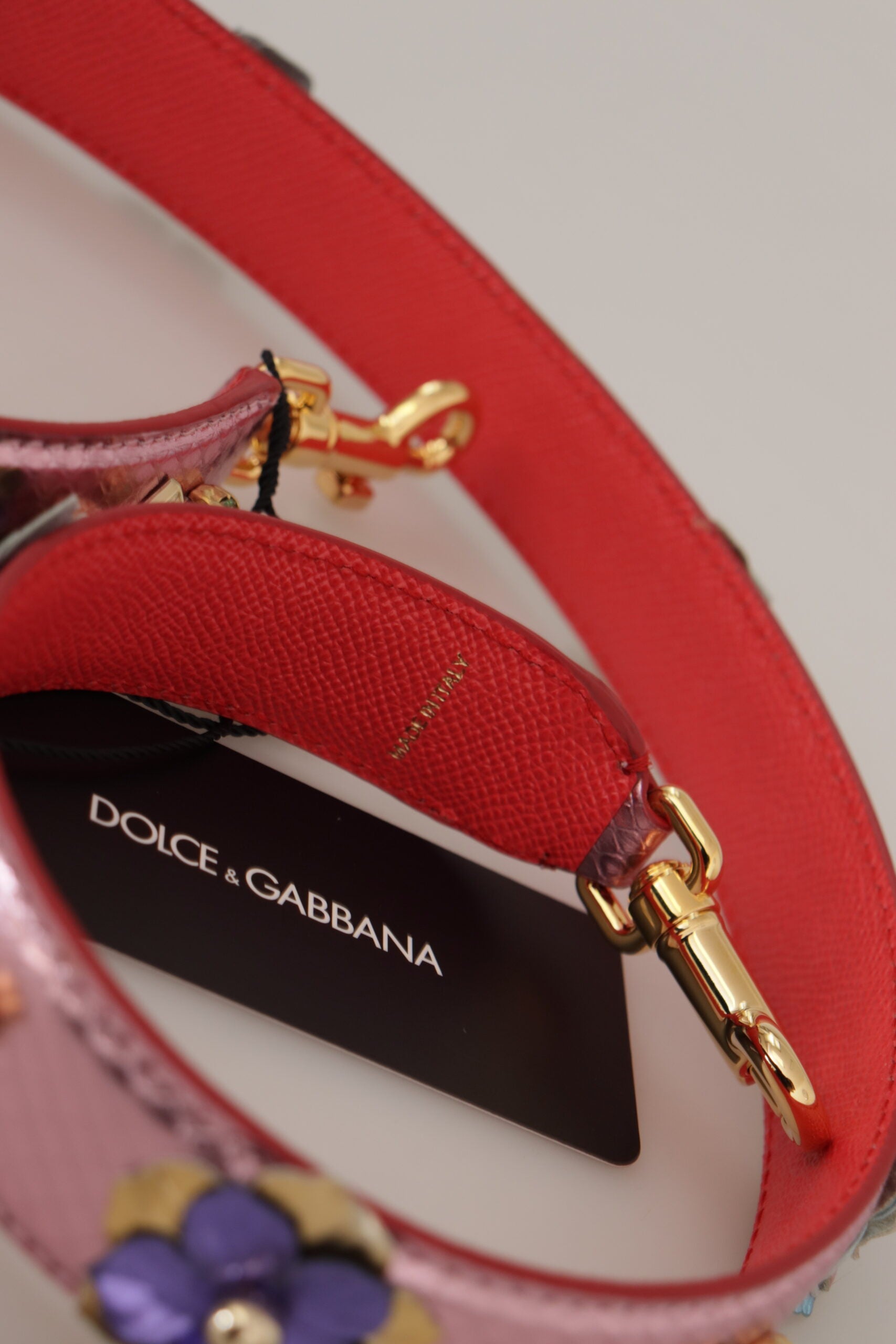 Dolce & Gabbana Metallic Pink Leather Studded Shoulder Strap -   -  Dolce & Gabbana.