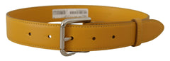 Dolce & Gabbana Yellow Leather Silver Tone Logo Metal Buckle Belt -   -  Dolce & Gabbana.