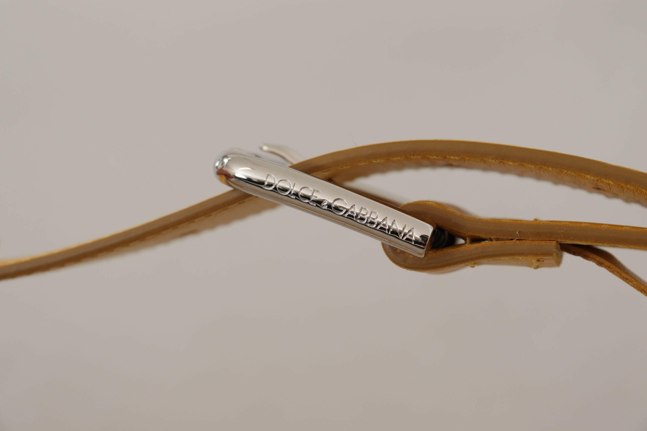 Dolce & Gabbana Yellow Leather Silver Tone Logo Metal Buckle Belt -   -  Dolce & Gabbana.