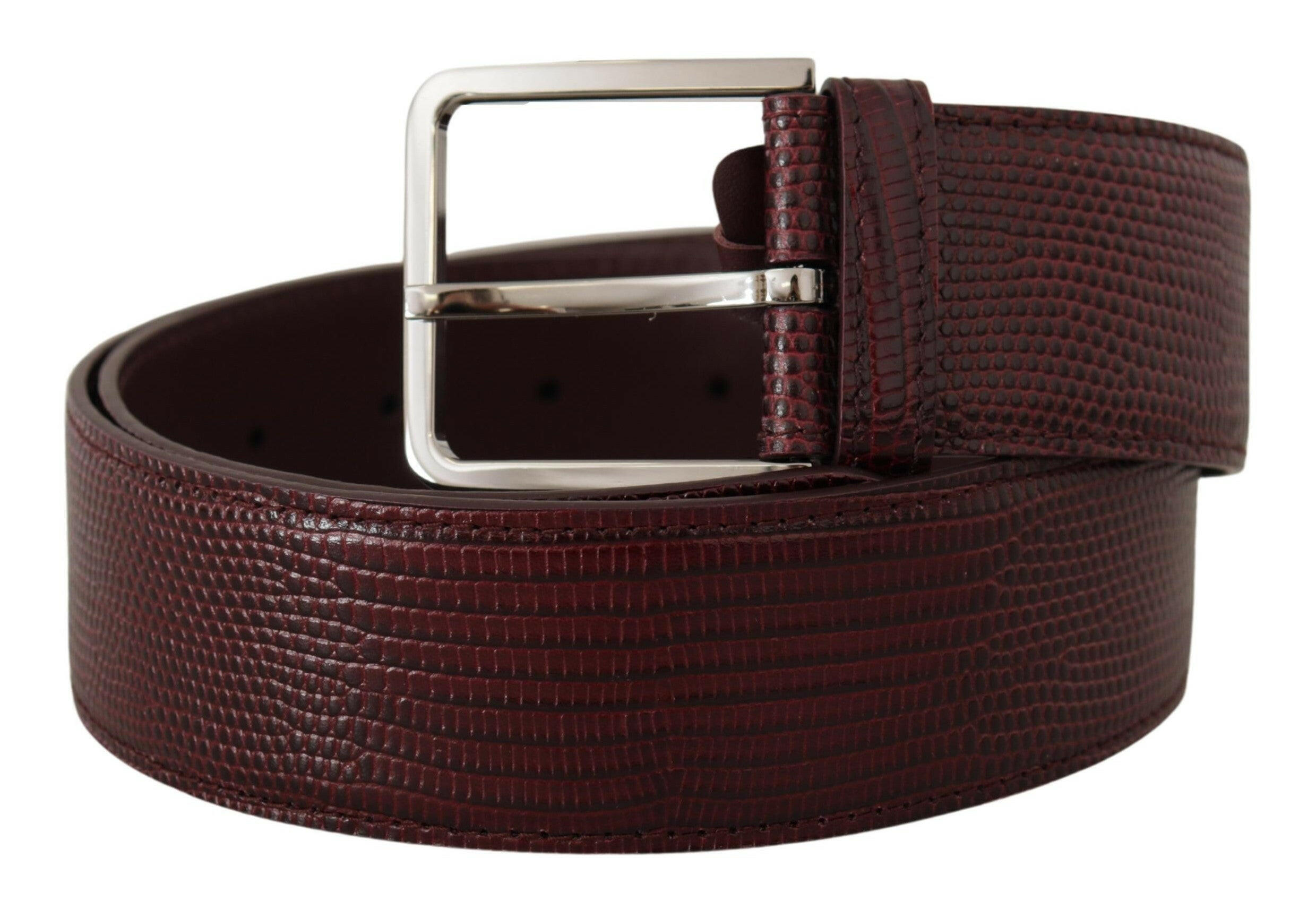 Dolce & Gabbana Maroon Calf Leather Wide Logo Engraved Buckle Belt -   -  Dolce & Gabbana.